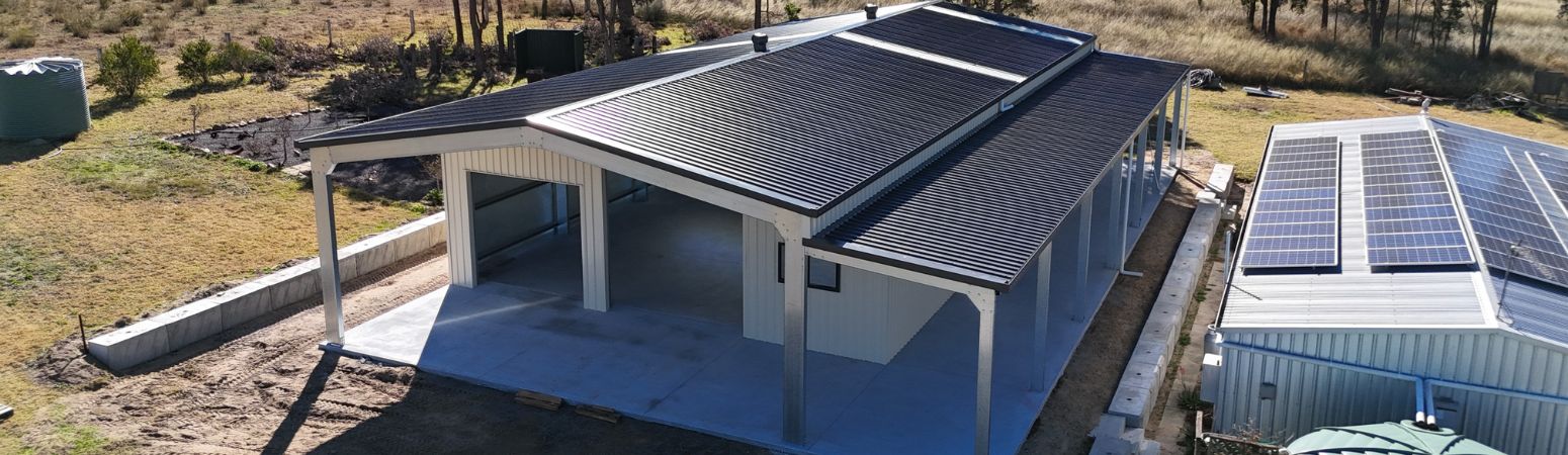 large shed with awning